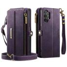 For Samsung Galaxy A13 CaseMe C39 RFID Blocking Zipper Wallet Leather Phone Case with Crossbody Strap(Purple) - 2