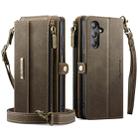 For Samsung Galaxy A14 CaseMe C39 RFID Blocking Zipper Wallet Leather Phone Case with Crossbody Strap(Coffee) - 2