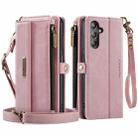For Samsung Galaxy A14 CaseMe C39 RFID Blocking Zipper Wallet Leather Phone Case with Crossbody Strap(Pink) - 2