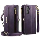 For Samsung Galaxy A14 CaseMe C39 RFID Blocking Zipper Wallet Leather Phone Case with Crossbody Strap(Purple) - 2