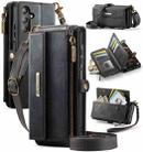 For Samsung Galaxy A15 CaseMe C39 RFID Blocking Zipper Wallet Leather Phone Case with Crossbody Strap(Black) - 1