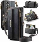 For Samsung Galaxy A16 4G CaseMe C39 RFID Blocking Zipper Wallet Leather Phone Case with Crossbody Strap(Black) - 1