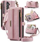 For Samsung Galaxy A16 4G CaseMe C39 RFID Blocking Zipper Wallet Leather Phone Case with Crossbody Strap(Pink) - 1
