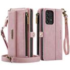For Samsung Galaxy A52 CaseMe C39 RFID Blocking Zipper Wallet Leather Phone Case with Crossbody Strap(Pink) - 2