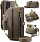 For Samsung Galaxy A53 CaseMe C39 RFID Blocking Zipper Wallet Leather Phone Case with Crossbody Strap(Coffee) - 1