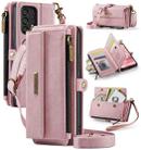 For Samsung Galaxy A53 CaseMe C39 RFID Blocking Zipper Wallet Leather Phone Case with Crossbody Strap(Pink) - 1