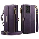 For Samsung Galaxy A53 CaseMe C39 RFID Blocking Zipper Wallet Leather Phone Case with Crossbody Strap(Purple) - 2