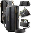 For Samsung Galaxy A54 5G CaseMe C39 RFID Blocking Zipper Wallet Leather Phone Case with Crossbody Strap(Black) - 1