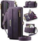 For Samsung Galaxy A54 5G CaseMe C39 RFID Blocking Zipper Wallet Leather Phone Case with Crossbody Strap(Purple) - 1