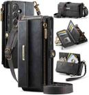 For Samsung Galaxy A55 5G CaseMe C39 RFID Blocking Zipper Wallet Leather Phone Case with Crossbody Strap(Black) - 1
