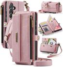 For Samsung Galaxy A55 5G CaseMe C39 RFID Blocking Zipper Wallet Leather Phone Case with Crossbody Strap(Pink) - 1