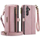 For Samsung Galaxy A55 5G CaseMe C39 RFID Blocking Zipper Wallet Leather Phone Case with Crossbody Strap(Pink) - 2