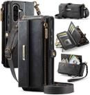 For Samsung Galaxy A56 5G CaseMe C39 RFID Blocking Zipper Wallet Leather Phone Case with Crossbody Strap(Black) - 1