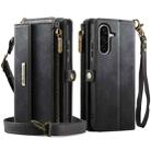 For Samsung Galaxy A56 5G CaseMe C39 RFID Blocking Zipper Wallet Leather Phone Case with Crossbody Strap(Black) - 2
