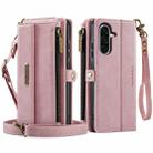 For Samsung Galaxy A56 5G CaseMe C39 RFID Blocking Zipper Wallet Leather Phone Case with Crossbody Strap(Pink) - 2