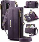 For Samsung Galaxy A56 5G CaseMe C39 RFID Blocking Zipper Wallet Leather Phone Case with Crossbody Strap(Purple) - 1