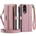 For Samsung Galaxy S25 Edge 5G CaseMe C39 RFID Blocking Zipper Wallet Leather Phone Case with Crossbody Strap(Pink) - 2