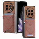 For OPPO Find N5 Denim Texture Leather Skin Phone Case with Card Slot(Brown) - 1