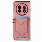 For OPPO Find N5 Denim Texture Leather Skin Phone Case with Card Slot(Pink) - 3