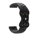 22mm Eco-Friendly Granular Colorful Dots Silicone Watch Band(Black) - 2