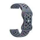 22mm Eco-Friendly Granular Colorful Dots Silicone Watch Band(Blue Gray) - 2