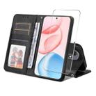 For Honor 400 ENKAY Card Wallet Calf Texture Leather Phone Case with Screen Film(Black) - 1