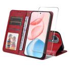 For Honor 400 ENKAY Card Wallet Calf Texture Leather Phone Case with Screen Film(Red) - 1