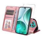 For Honor X8c ENKAY Card Wallet Calf Texture Leather Phone Case with Screen Film(Pink) - 1