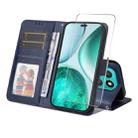 For Honor X8c ENKAY Card Wallet Calf Texture Leather Phone Case with Screen Film(Blue) - 1