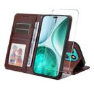For Honor X8c ENKAY Card Wallet Calf Texture Leather Phone Case with Screen Film(Brown) - 1