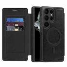 For Samsung Galaxy S22 Ultra 5G Linton MagSafe Leather Phone Case(Black) - 1
