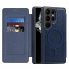 For Samsung Galaxy S22 Ultra 5G Linton MagSafe Leather Phone Case(Blue) - 1
