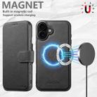 For iPhone 16 Plus Suteni Q05 2-in-1 Multi-function MagSafe Wallet Litchi Leather Phone Case(Black) - 2