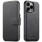 For iPhone 15 Pro Suteni Q05 2-in-1 Multi-function MagSafe Wallet Litchi Leather Phone Case(Black) - 1