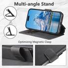 For iPhone 15 Pro Suteni Q05 2-in-1 Multi-function MagSafe Wallet Litchi Leather Phone Case(Black) - 3