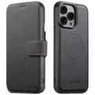 For iPhone 13 Pro Suteni Q05 2-in-1 Multi-function MagSafe Wallet Litchi Leather Phone Case(Black) - 1