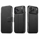 For iPhone 17 Pro Max Suteni Q05 2-in-1 Multi-function MagSafe Wallet Litchi Leather Phone Case(Black) - 1