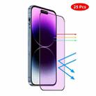For iPhone 15 Plus JUNSUNMAY 25pcs Anti-Blue Light Silk Print HD Tempered Glass Film - 1