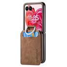 For Motorola Razr 60 Retro Leather Ring Wallet Phone Case(Brown) - 2