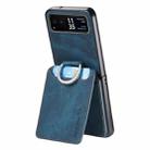 For Motorola Moto Razr 40 Retro Leather Ring Vertical Flip Wallet Phone Case(Blue) - 3