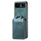 For Motorola Moto Razr 40 Retro Leather Ring Vertical Flip Wallet Phone Case(Green) - 2