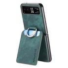 For Motorola Moto Razr 40 Retro Leather Ring Vertical Flip Wallet Phone Case(Green) - 3
