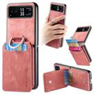 For Motorola Moto Razr 40 Retro Leather Ring Vertical Flip Wallet Phone Case(Pink) - 1