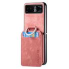 For Motorola Moto Razr 40 Retro Leather Ring Vertical Flip Wallet Phone Case(Pink) - 2