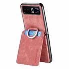 For Motorola Moto Razr 40 Retro Leather Ring Vertical Flip Wallet Phone Case(Pink) - 3
