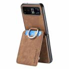 For Motorola Moto Razr 40 Retro Leather Ring Vertical Flip Wallet Phone Case(Brown) - 3