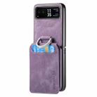 For Motorola Moto Razr 40 Retro Leather Ring Vertical Flip Wallet Phone Case(Purple) - 2