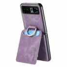 For Motorola Moto Razr 40 Retro Leather Ring Vertical Flip Wallet Phone Case(Purple) - 3
