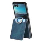For Motorola Moto Razr 40 Ultra Retro Leather Ring Vertical Flip Wallet Phone Case(Blue) - 3