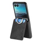 For Motorola Moto Razr 40 Ultra Retro Leather Ring Vertical Flip Wallet Phone Case(Black) - 3